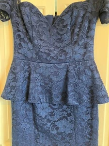 Asos Ladies Blue Peplum Lace Dress - Picture 1 of 4