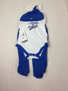NBA OKC Thunder Baby Boys 3 Piece Set Bodysuit Beanie Pants 6-9M Blue White NWT - Picture 1 of 5