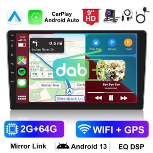 10.1" Double 2 Din Android 13.0 Carplay DAB+ Car Stereo Radio 2G+64G GPS Camera - Picture 1 of 17