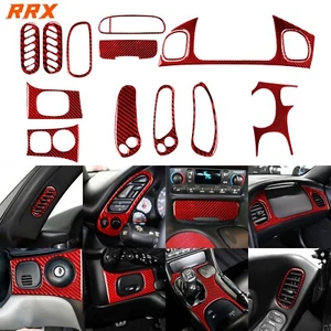 Juego completo de 14 piezas interior rojo fibra de carbono para Chevrolet Corvette C5 1998-04 - Imagen 1 de 17