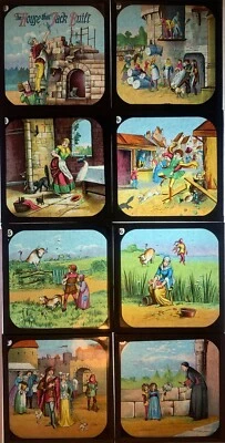 Antique Full Set of 8 Magic Lantern Slides- The House That Jack Built- Butcher  - Image 1 of 2