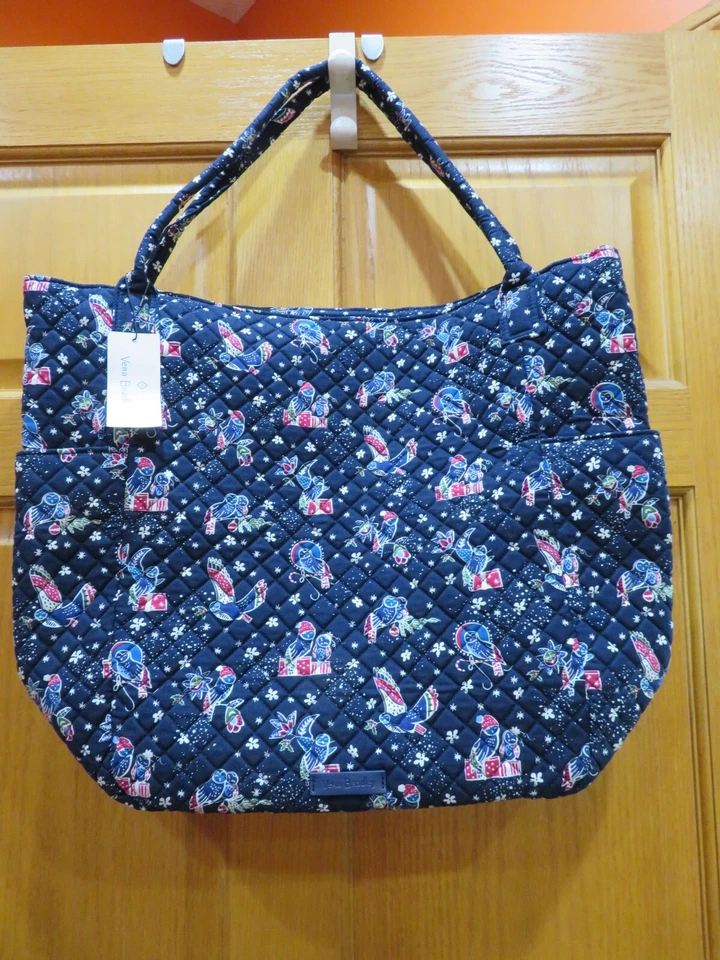 Holiday Owls Vera Bradley Bright Tote Navy With Tags