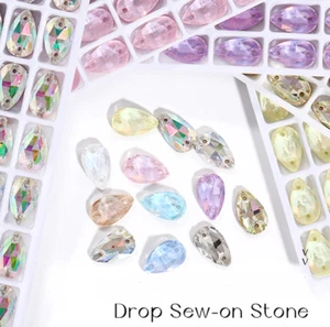 High end Mocha Teardrop Flatback Glass Rhinestone Sew On Crystal Jewels  Beads - Picture 1 of 15