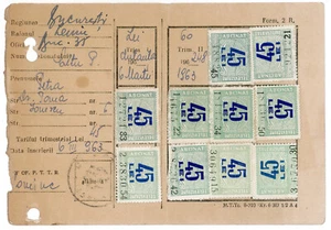 Romania, 1963, TV Subscription Card - Revenue Fiscal Stamps Cinderellas - Picture 1 of 2