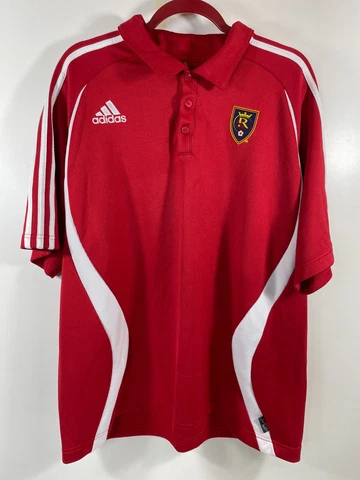 Adidas ClimaLite RSL Real Salt Lake Polo Shirt Mens Size XL Red Soccer Futbol Cover