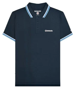 Camisa Polo Lambretta Para Hombre GRANDE Triple Punta AZUL MARINO - Imagen 1 de 2