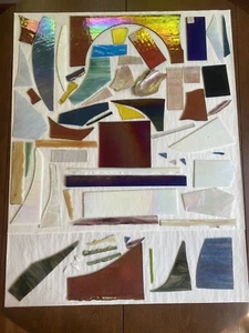 Pezzi Vetro Colorato Vintage IRIDESCENTI Mosaico Scarti Varie Texture - Foto 1 di 11