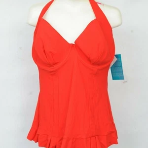 Your Profile 2 Piece Red Swim Tank & Skirt Womens Size 40 D Top 16 Skirt Tankini - Picture 1 of 11