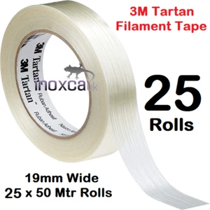 25 ROLLOS FIBRA DE VIDRIO CONTINUO FILAMENTO CINTA ADHESIVA 19mm TARTÁN 3M 50 MTR - Imagen 1 de 1
