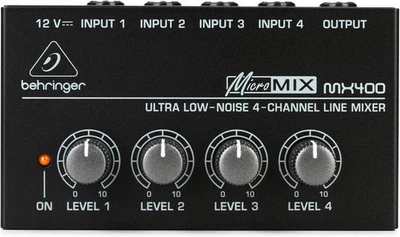 Behringer MICROMIX MX400 Ultra Low-Noise 4-Channel Line Mixer, Black  - Image 1 of 2