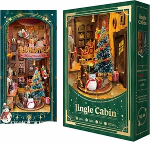 Christmas Book Nook Kit with LED Light - 3D Wooden Puzzles Booknook for Book She - Picture 1 of 7