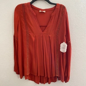 Altar'd State burnt orange boho v-neck top NWT (Size: Small) - Picture 1 of 7