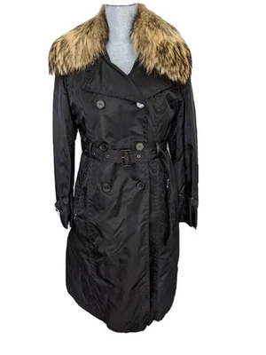 Abrigo Parka ANDREW MARC Negro Nylon Forrado Piel de Conejo con Piel de Mapache, M Nuevo con Etiquetas Foto 1 de 4