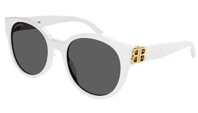 New BALENCIAGA BB0134SA 005 55mm White Gold Oversized Sunglasses Italy - Image 1 of 4