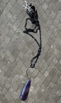 Colar de corrente de ametista 16 pol. tom preto  - Imagem 1 de 4