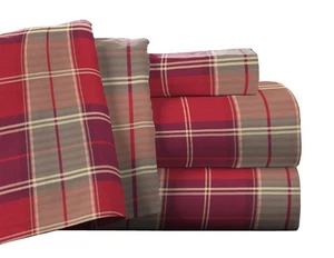 Flannel Deep Pocket Set with Oversized Flat Sheet, California King, Piedmont Pla - Picture 1 of 9