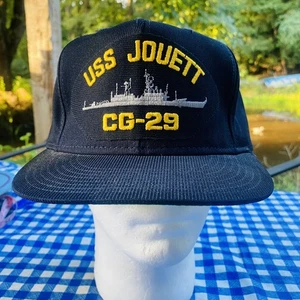 Vtg USS Jouett MILITARY Hat CG-29 Ship Hat USA Cap-10 Navy Blue Embroidered - Picture 1 of 8