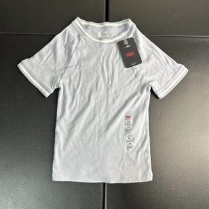 Levis T-shirt Kids Size XS Short Sleeve Slim Fit ✅ Stripe Light Blue - Picture 1 of 5