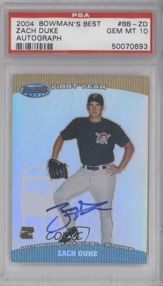 2004 Bowman's Best First Year Zach Duke #BB-ZD PSA 10 GEM MT Rookie Auto RC - Image 1 of 2
