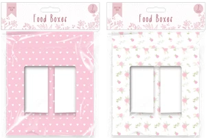 MUTTERTAG DEKO ESSEN BOX 2ER PACK GESCHENKVERPACKUNG PAKET KUCHEN BRÖTCHEN CUPCAKES - Bild 1 von 3