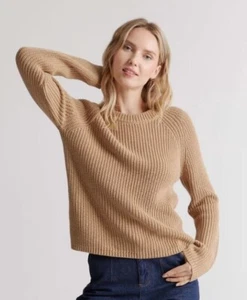 Quince Size XS 100% Organic Cotton Fisherman Crew Sweater Camel Brown Womens - Picture 1 of 9