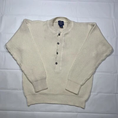 Suéter Vintage Gap Henley Acanalado Ramie Algodón Crema Talla Pequeña Años 70 80 Foto 1 de 4