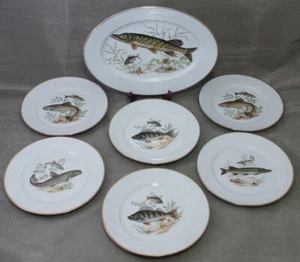 FISCHSERVICE FISCHTELLER FISCHPLATTE 7 TELLER J.K.W CARLSBAD ROSENTHAL GOLDRAND - Bild 1 von 23