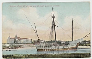 c1911 Jackson Park La Rabida and Spanish Caravel Chicago Ship Postcard  - Picture 1 of 2