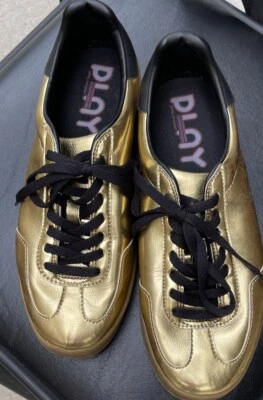 Tênis Jeffrey Campbell Play Feminino Chaves com Cadarço Dourado Preto 9 Excelente Estado Usado - Imagem 1 de 4