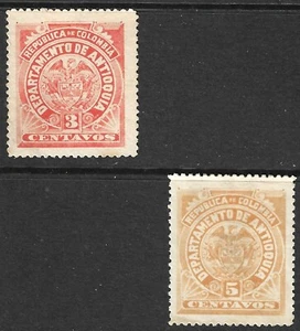 Antioquia Scott #101, #104 - SG #116, SG #124 VF Unused Colombia State 1896. - Picture 1 of 6