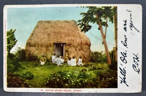Postal Native Grass House, Hawaii 1904 - Imagen 1 de 2