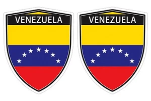 Venezuela flag window car shield vinyl decal bumper sticker x2 SH059 - Imagen 1 de 4