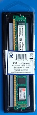 4 GB DDR3 1333 MHz MEMORIA RAM KINGSTON 1,5 V DIMM SDRAM PC3 PC FISSO DESKTOP - Immagine 1 di 4