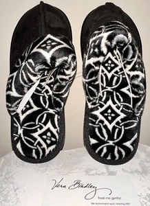 VERA BRADLEY Cozy Slippers CONCERTO Winter Shoes MEDIUM 7-8 #15345-481M Black - Picture 1 of 7
