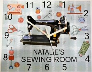 sewing personalised wall hanging clock sewing machine quilting sew - Picture 1 of 2