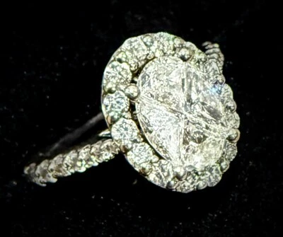 Anillo de diamantes de corte trillante de oro blanco de 14 k de 1,51 CTW - tamaño 5,25 4,9 g* Foto 1 de 4
