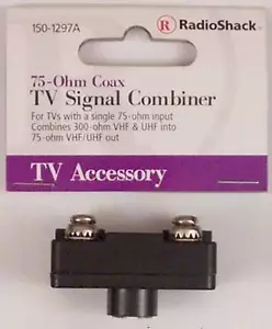 Combinador de señal 300 ohmios VHF y terminales de tornillo UHF a 75 ohmios macho conector F - Imagen 1 de 1