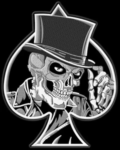 Skull Spade Flat Hat XL ecusson brodé patche Thermocollant patch - Picture 1 of 1