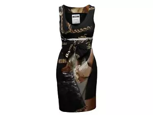 Black & Multicolor Moschino Couture Photographic Print Sleeveless Dress Size IT - Picture 1 of 7