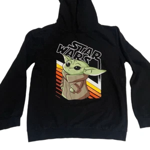 Star Wars Mandalorian The Child Black Long Sleeve Hoodie Unisex Kids Size 10/12 - Picture 1 of 11