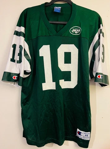 Keyshawn Johnson #19 NEW YORK JETS NFL Football Champiom Jersey Mens Size 44 VTG Cover