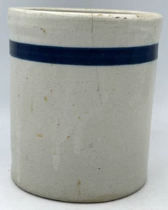 VINTAGE Stoneware Blue Band Beater Pottery Crock Jar Unmarked 5” - Picture 1 of 6