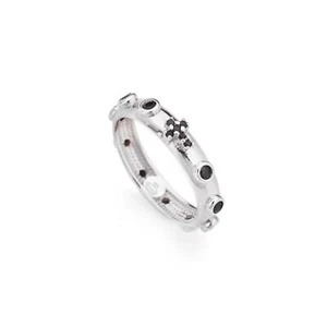 AMEN ABROBN 925 Silver Black Zircons Rosary Ring Mis 22 - Picture 1 of 4