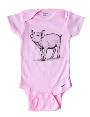 Pig graphic pet farm animal zoo baby bodysuit toddler youth shirt - Image 1 of 2