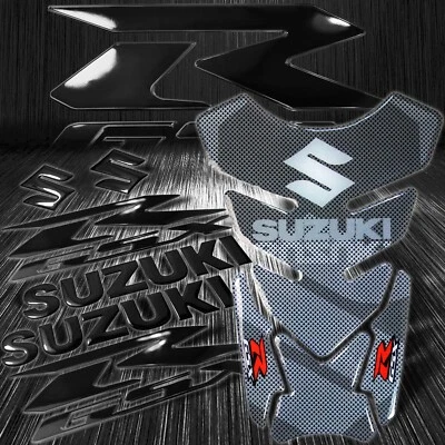 Светоотражающий углерода вид бак подушечка + 8 «черный логотип и письмо + 2-тонный GSXR эмблема стикер - Изображение 1 из 4