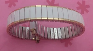 9 mm Speidel White and Gold Finish Twist O Flex Watchband- NOS - Picture 1 of 4