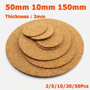 2mm Thick Cork Discs Pad Flexible Round Plate Diameter 50/100/150mm Mould Sheet - Picture 1 of 5