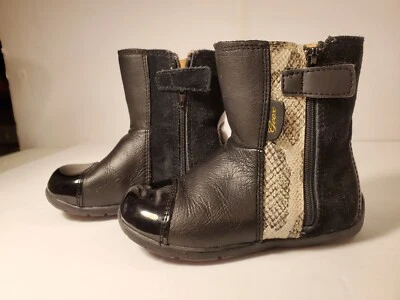 GEOX RESPIRA LEATHER BOOTS TODDLER SIZE 7 BLACK SILVER WHITE Foto 1 de 4