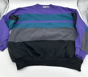 Vintage 90s Striped Colorblock Crewneck Sweatshirt Size XL Willow Bay Oversized - Bild 1 von 6