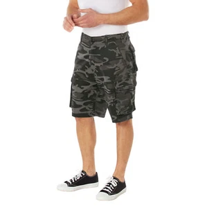 Men's Vintage Camo Paratrooper Cargo Shorts in Black Camo - Picture 1 of 6